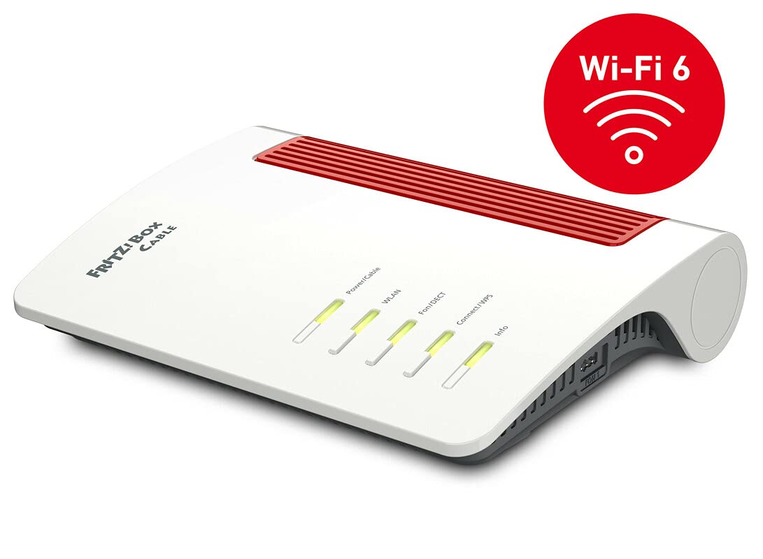 AVM FRITZ!Box 6660 Cable (DOCSIS-3.1-Kabelmodem, 2x2 WLAN AX (Wi-Fi 6) mit 2.400 MBit/s (5 GHz) und 600 MBit/s (2,4 GHz), 1 x 2,5 Gigabit-LAN-Port)