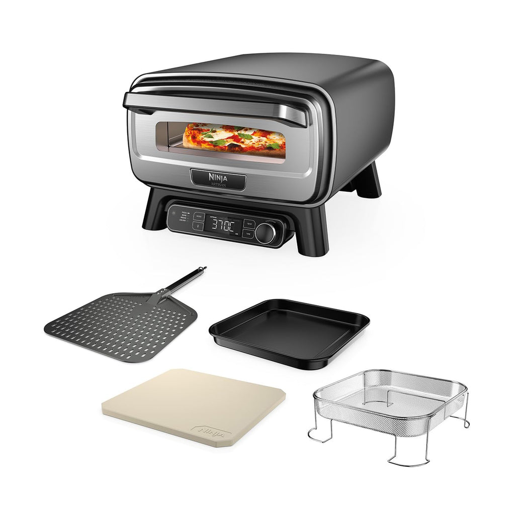 Ninja Artisan Electric Outdoor Pizza Oven & Air Fryer, 4 Functions: Pizza, Air Fry, Bake & Prove, 5 Pizza Settings, Includes 12-inch Pizza Stone