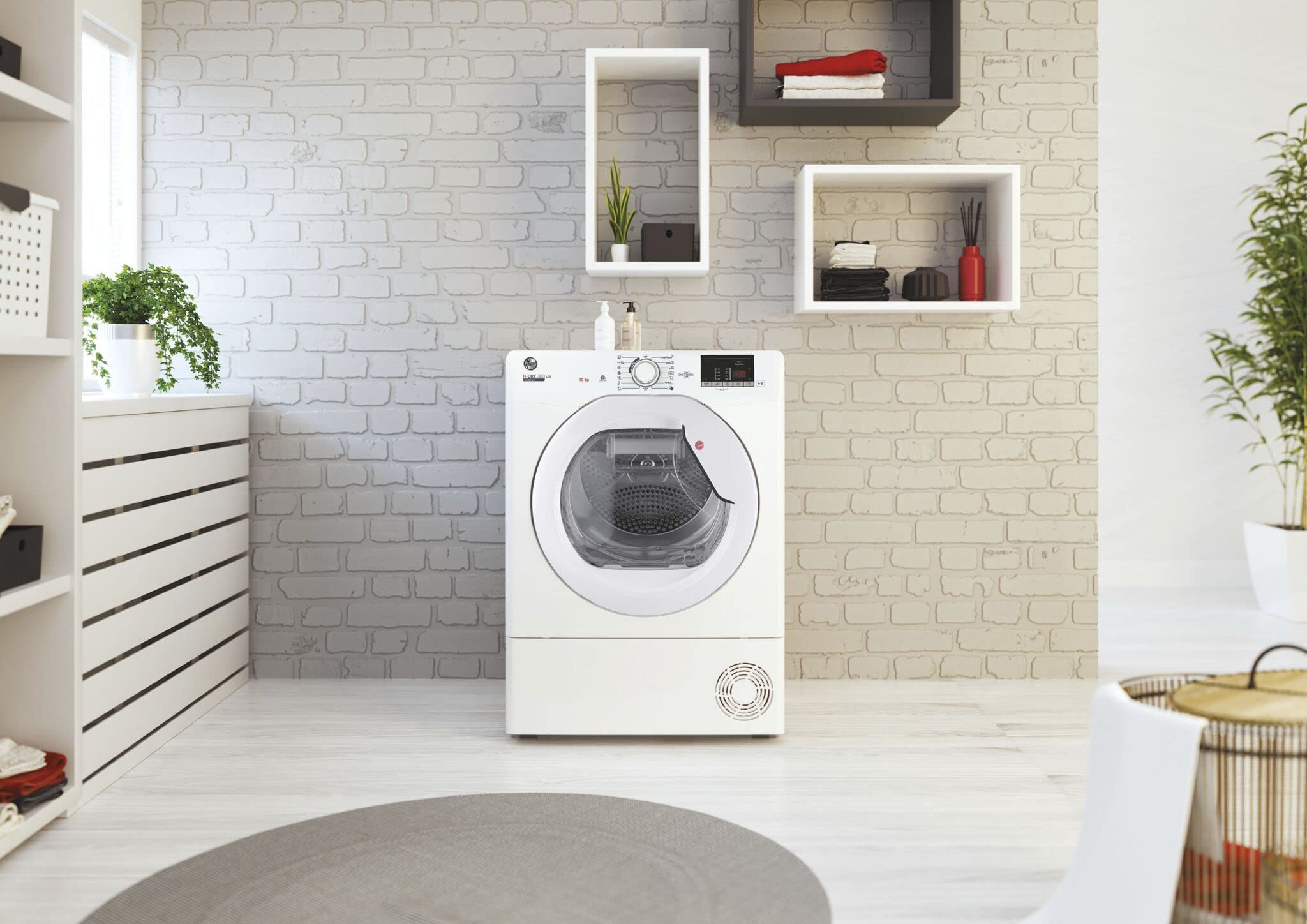 Hoover HLEC10DE H-Dry 300, 10kg, Condenser Tumble Dryer, Aquavision, White, Sensor Dry, NFC