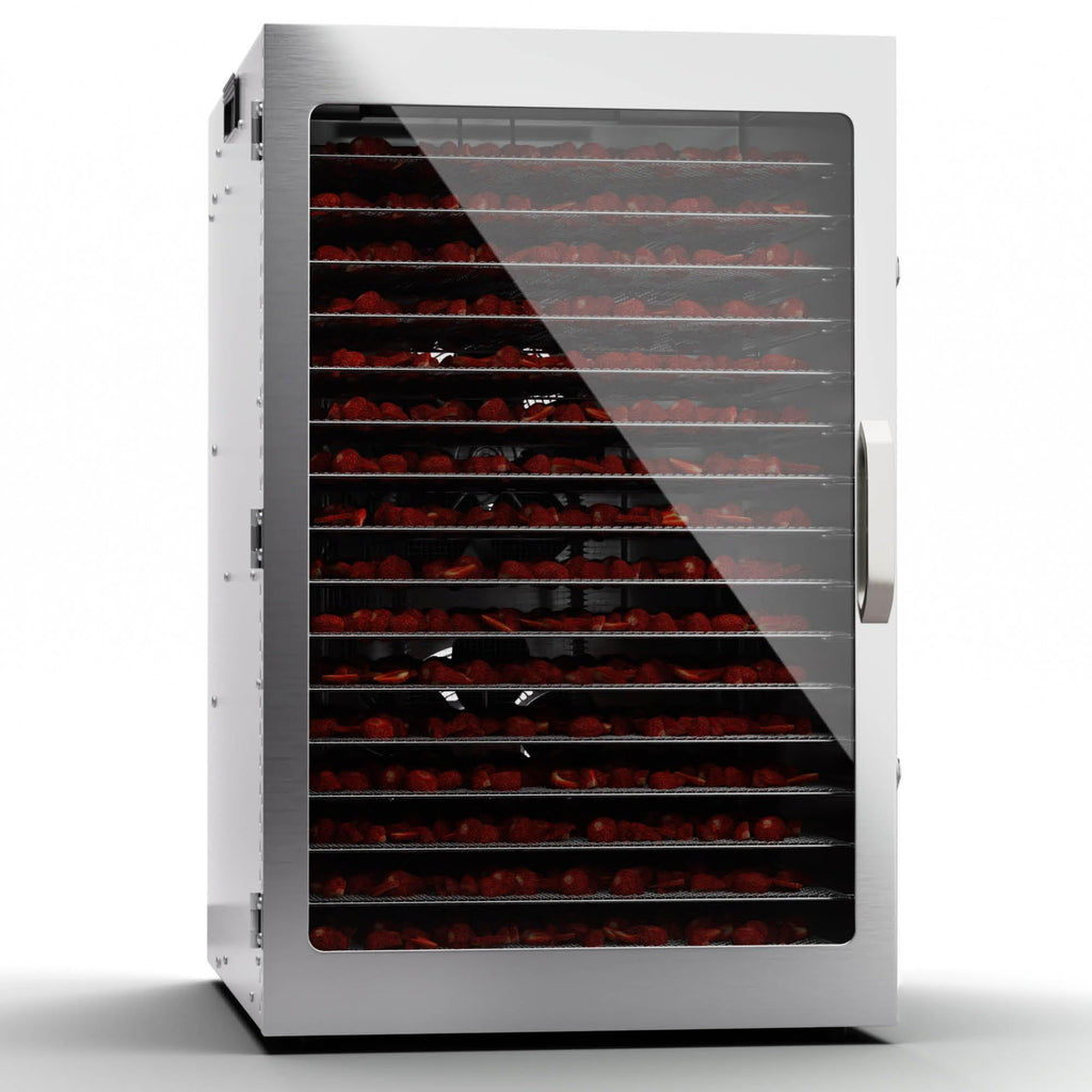 Klarstein Dörrgerät, Dörrautomat für Gemüse, Obst, Pilze & Fleisch, 1500W Edelstahl-Dörrautomat, Trockenautomat mit 16 Metallgitter, Dörrgerät mit 24H Timer & Touch-Display, Food Dehydrator