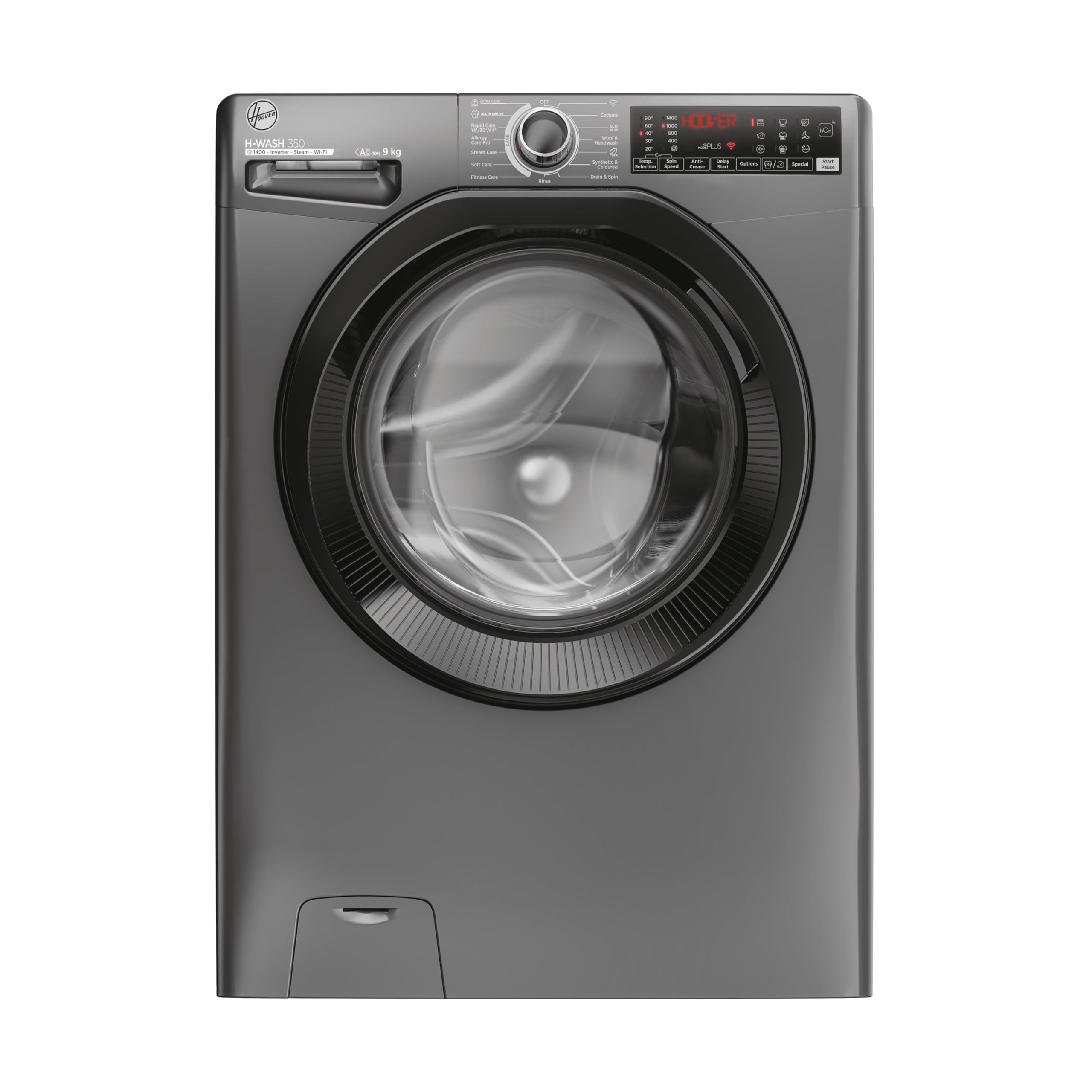 Hoover H-WASH 350 9kg Freestanding Washing Machine, 1400 RPM, A Rated, ECO-Power Inverter Motor, hOn App, 60 Programmes