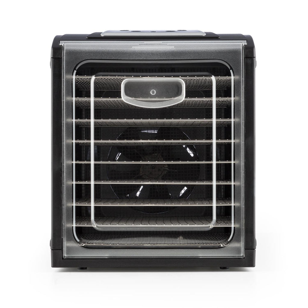 Klarstein Dörrautomat, Dörrgerät, Food Dehydrator, Dörrautomat aus Metall, Dehydrator Food Dryer, 9 Ablagen, 700 Watt, Touch-Display, Timer, Edelstahlheizelement, HotAir Circulation System, Schwarz
