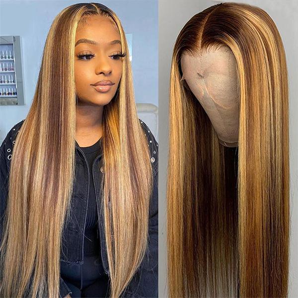 Straight Highlight 4/27  Lace Frontal Wigs Hair