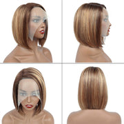 Honey Highlight 4/27 Short Bob Lace Front Wigs Human Hair