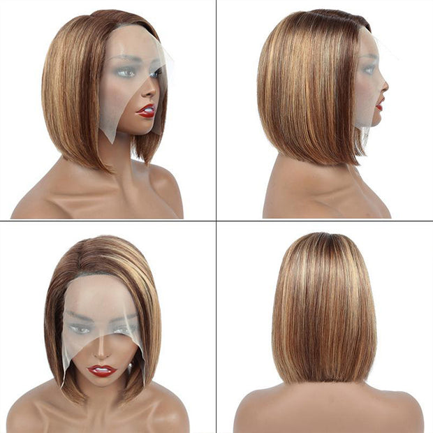 Honey Highlight 4/27 Short Bob Lace Front Wigs Human Hair