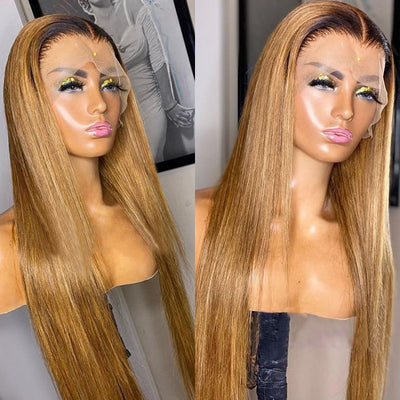 Straight Ombre Blond Human Hair Wigs