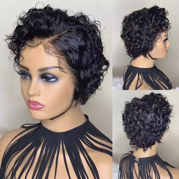 Pixie Curly Hair 4X4 Lace Closure Wig