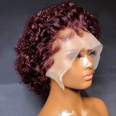 Short Pixie Cut Curly Human Hair Wigs