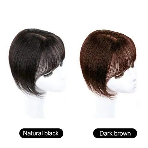 Handmade Human Hair Topper Clip in Hairpiece with Bangs 12x14cm