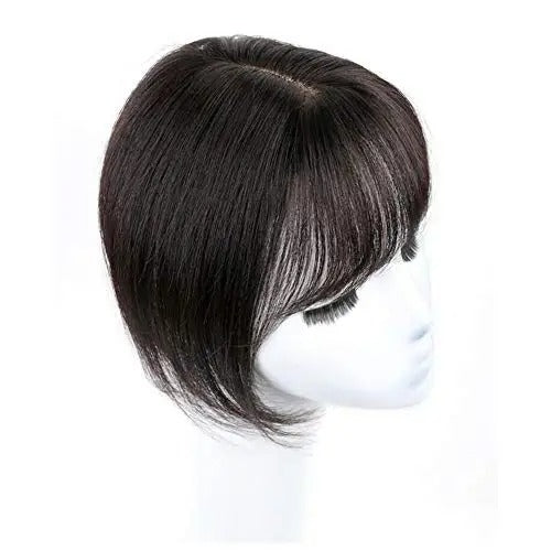 Handmade Human Hair Topper Clip in Hairpiece with Bangs 12x14cm