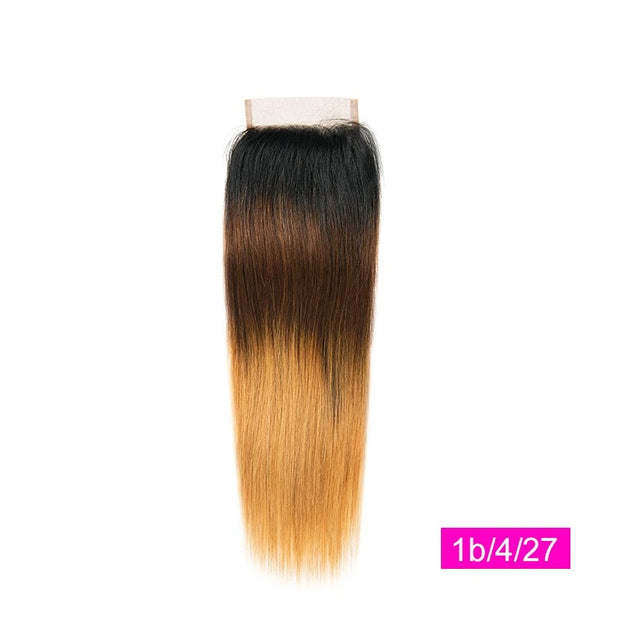 Straight Omber Lace Closure Natural Color/ #2/ #4/ 1b/4/27 /1b/27 1b/99j 100% Remy Human Hair Closure "8-20"