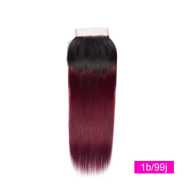 Straight Omber Lace Closure Natural Color/ #2/ #4/ 1b/4/27 /1b/27 1b/99j 100% Remy Human Hair Closure "8-20"