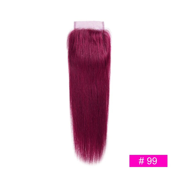 Straight Omber Lace Closure Natural Color/ #2/ #4/ 1b/4/27 /1b/27 1b/99j 100% Remy Human Hair Closure "8-20"
