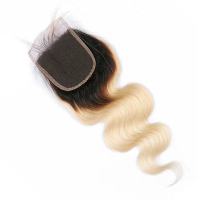 Light Blonde Ombre with dark roots T1b/613 Lace closure 4x4
