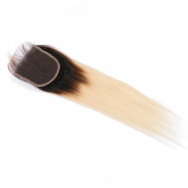 Light Blonde Ombre with dark roots T1b/613 Lace closure 4x4