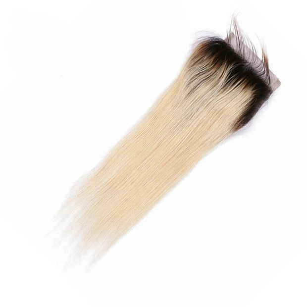 Light Blonde Ombre with dark roots T1b/613 Lace closure 4x4