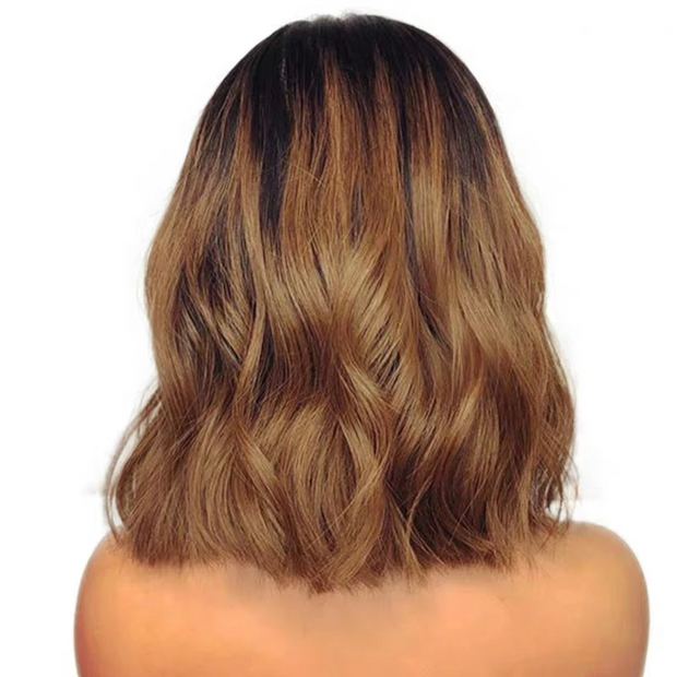 Bayalage Natural Wavy Dark Root Brown Human Hair Wig