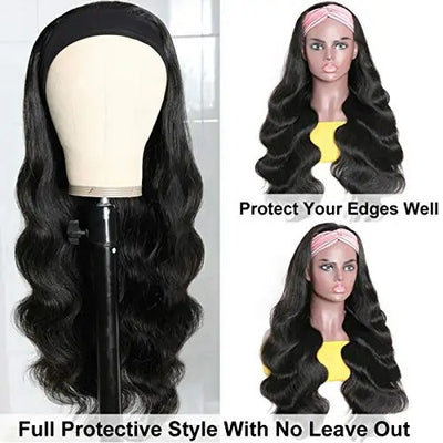 Body Wave Human Hair Wigs Headband Wig (150 Density)