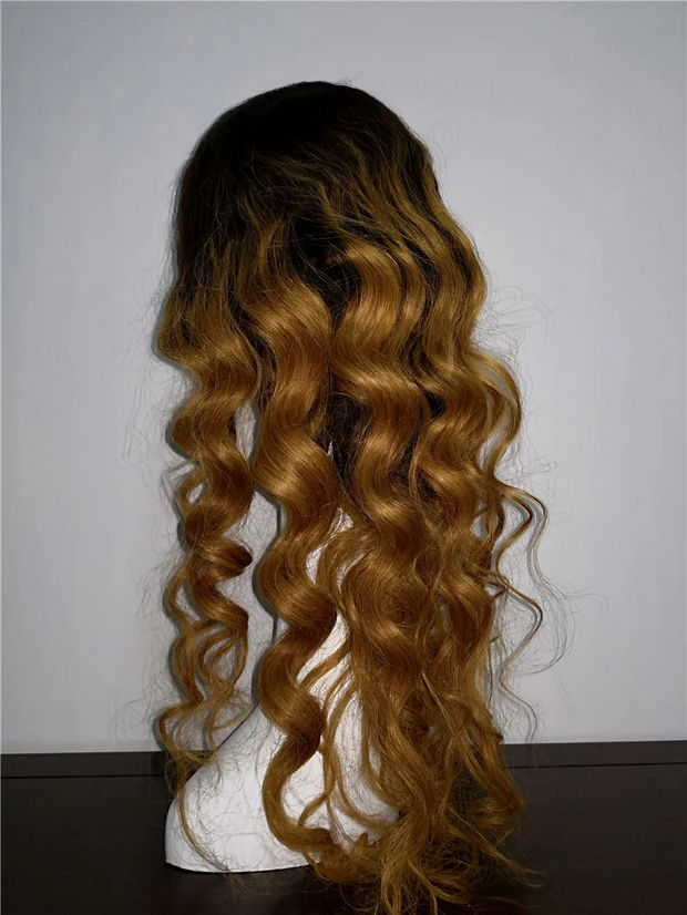 Full Lace Black Root Ombre Body Wave Wigs T1b 30