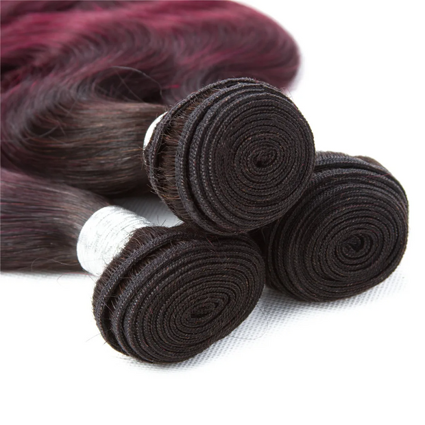 Straight/ Body Wave T1b/99j Wine Red Peruvian Human Hair 3bundles