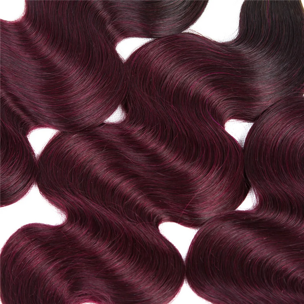 Straight/ Body Wave T1b/99j Wine Red Peruvian Human Hair 3bundles
