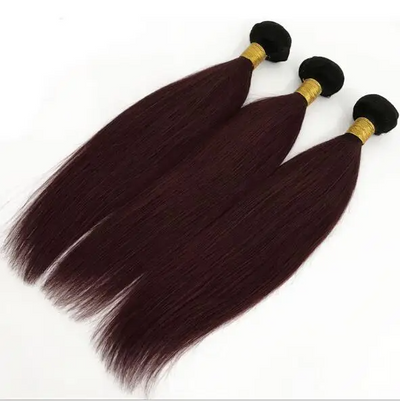 Straight/ Body Wave T1b/99j Wine Red Peruvian Human Hair 3bundles