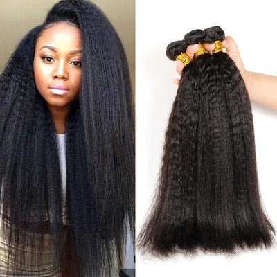 10A Grade Brazilian Virgin Kinky Straight Human Hair Weaves 3bundles