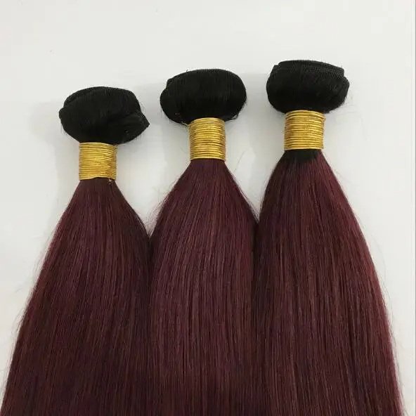 Straight/ Body Wave T1b/99j Wine Red Peruvian Human Hair 3bundles