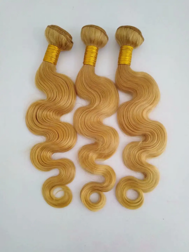 27 Honey Blonde Peruvian Human Hair Body Wave 3Bundles