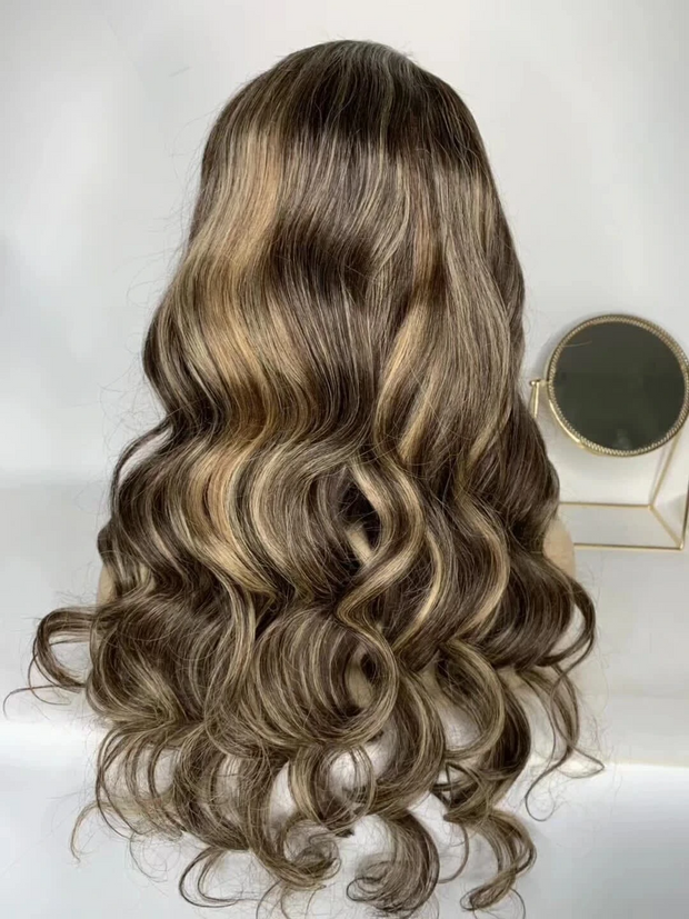 Loose Curl Full Lace Front Wig Bayalage Color 4/27/613 Highlight