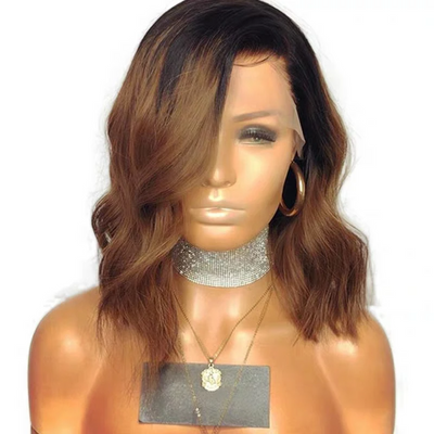 Bayalage Natural Wavy Dark Root Brown Human Hair Wig