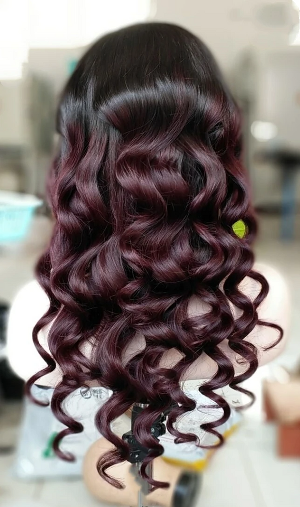 Straight/ Wavy Ombre Full Lace Wig (1b/99J Wine) Human Hair Wigs