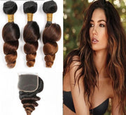 Loose Wave Ombre Peruvian Bundles with Closure