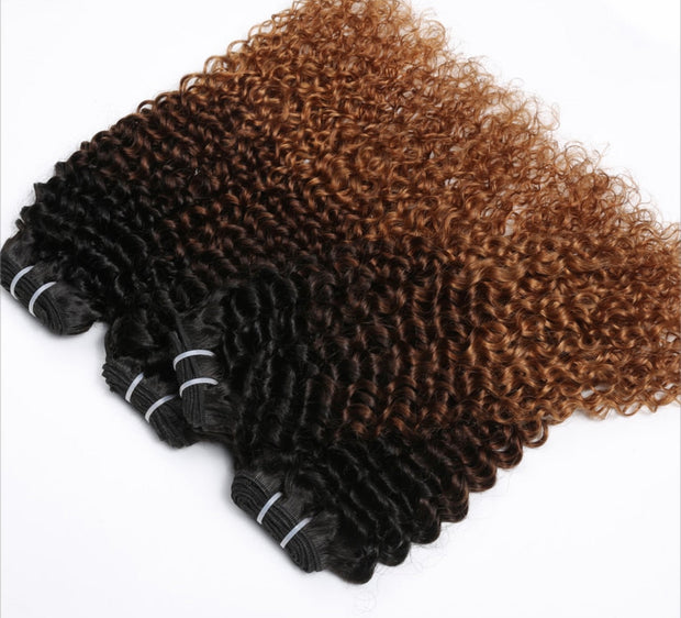 Afro Kinky Curly Ombre Mongolian 100% Human Hair Bundles