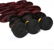 Brazilian Body Wave Human Hair Bundles 1B 99J/Burgundy Ombre Human Hair