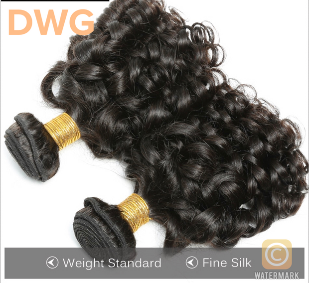 DWG  Brazilian Loose Bouncy Curly Natural Black Hair With Closure