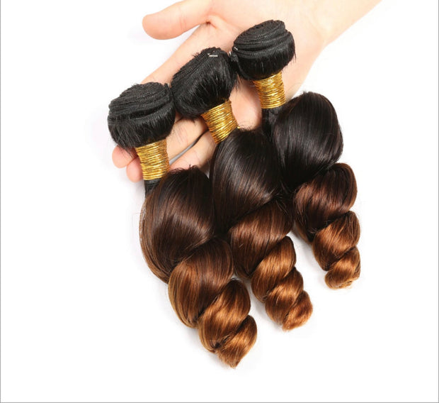Loose Wave Ombre Peruvian Bundles with Closure