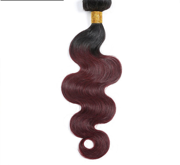 Brazilian Body Wave Human Hair Bundles 1B 99J/Burgundy Ombre Human Hair