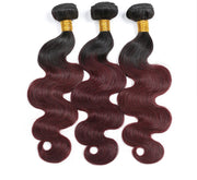 Brazilian Body Wave Human Hair Bundles 1B 99J/Burgundy Ombre Human Hair