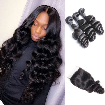 Loose Wave Brazilian Virgin Human Hair bundles 3bundles /lot