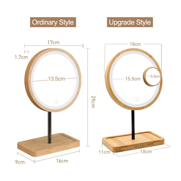 Wooden Desktop LED Makeup Mirror