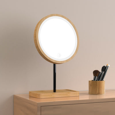 Wooden Desktop LED Makeup Mirror