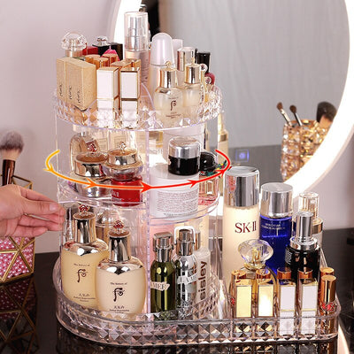 360 Degree Rotation Transparent Cosmetics Organizer