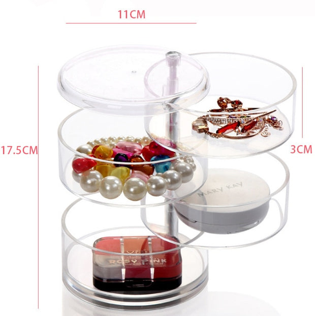 360 Degree Rotation Transparent Cosmetics Organizer