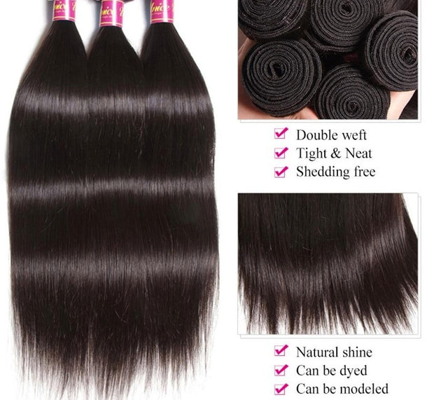 Brazilian Bone Straight Hair Bundles 100% Human Hair