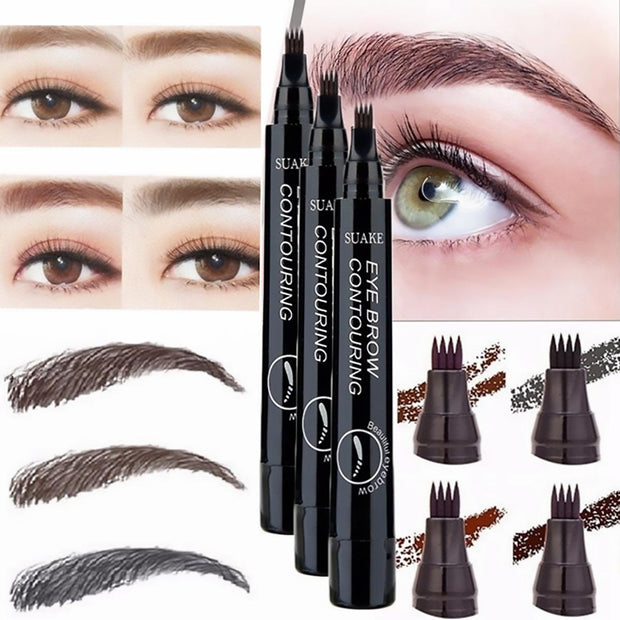 5 Color 4 Forks Eye Brow Pencil Natural Matte Liquid Tint Makeup