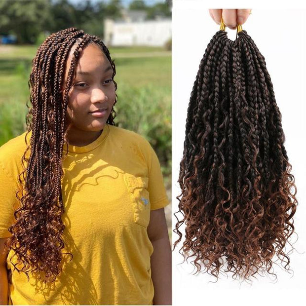 Box Braids Crochet Hair With Curly Ends