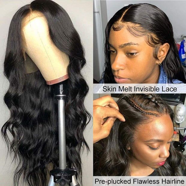 Body Wave Lace Front Human Hair Pre Plucked Wigs (150 Density)
