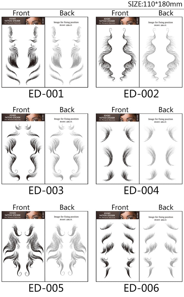 Baby Hair Tattoo Sticker 15 Styles