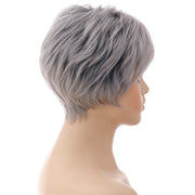 Synthetic Short Wig with Bangs Mixed Gray